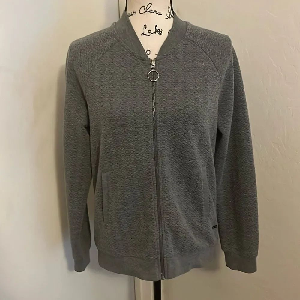 Sweaty Betty Gray Textured Zipper Hoodie Casual Athletic Athleisure Activewear